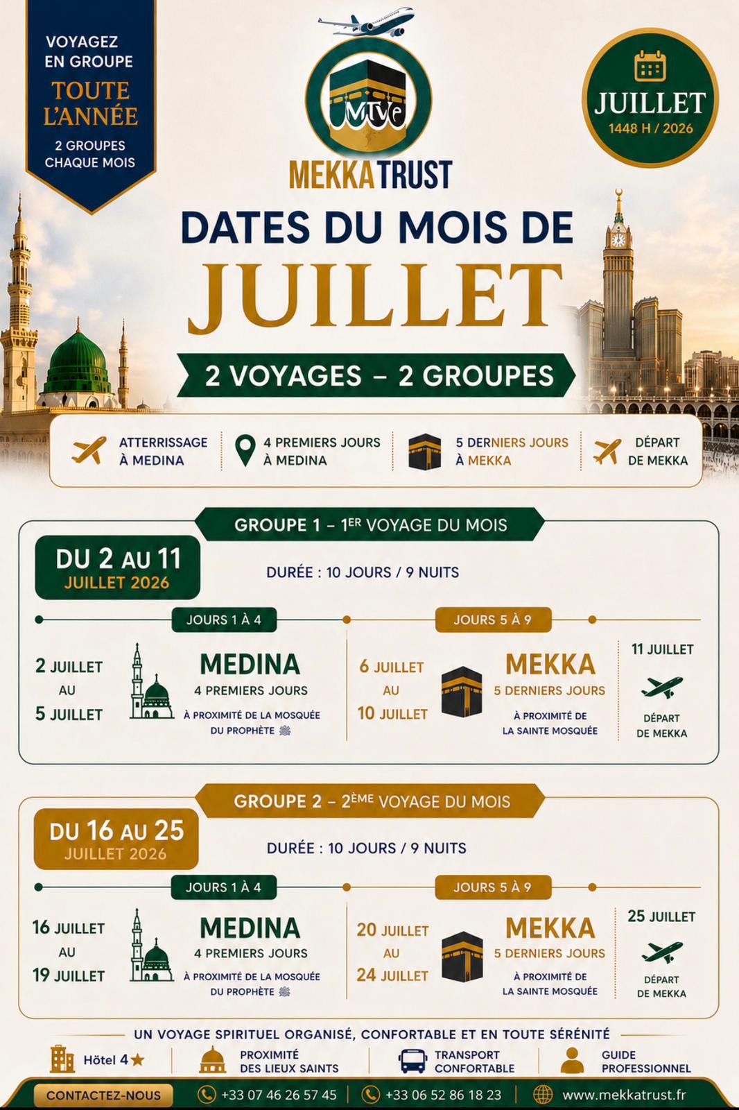 Package Omra Juillet 2026 - Mekka Trust