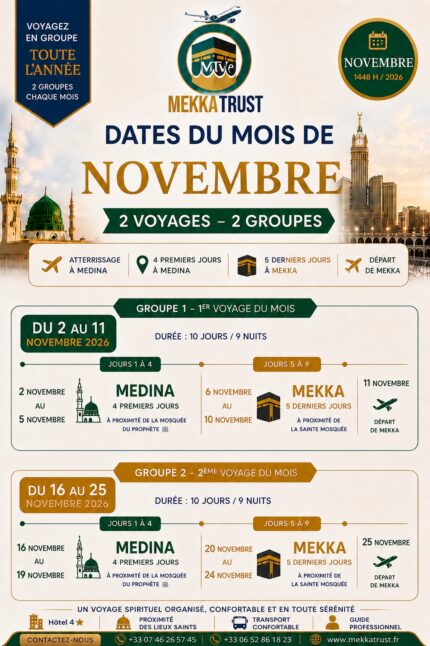 Flyer Package Omra Novembre 2026 - Mekka Trust