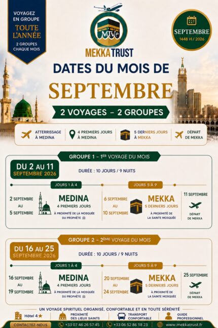 Flyer Package Omra Septembre 2026 - Mekka Trust